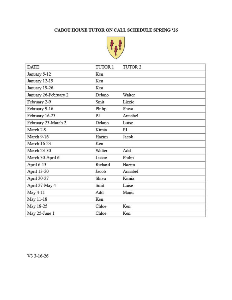 TOC Schedule